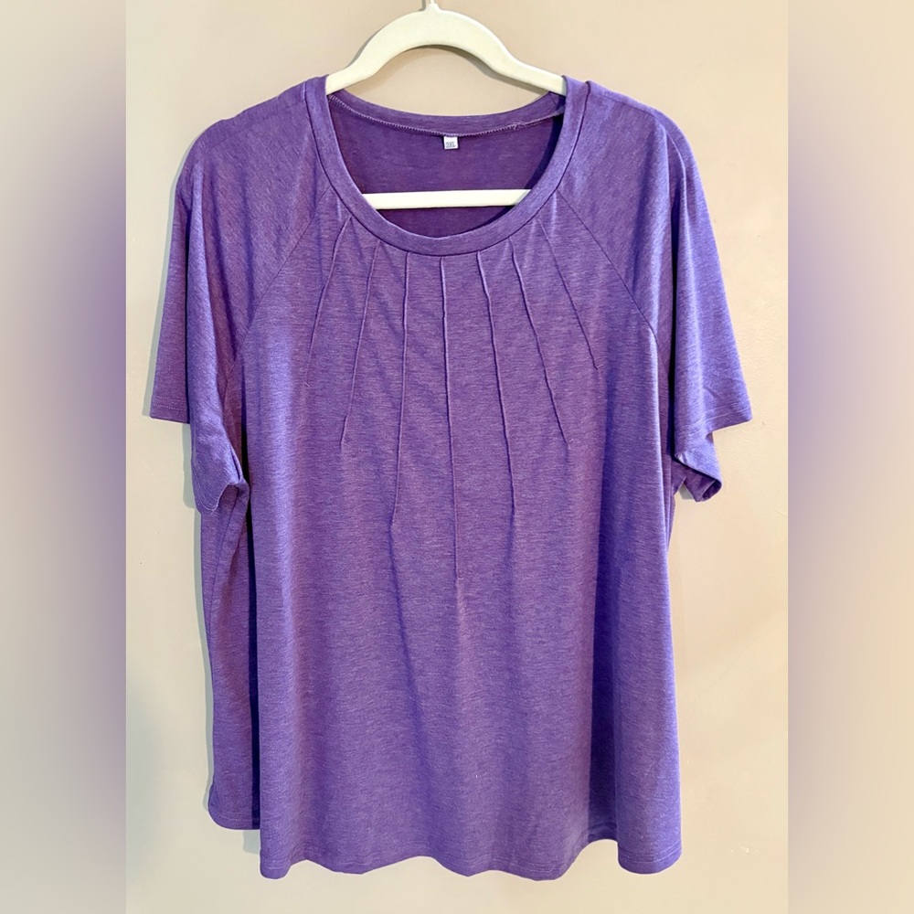 Women's Size 3X Purple Short Sleeve Pleated Women's Top, NWOT